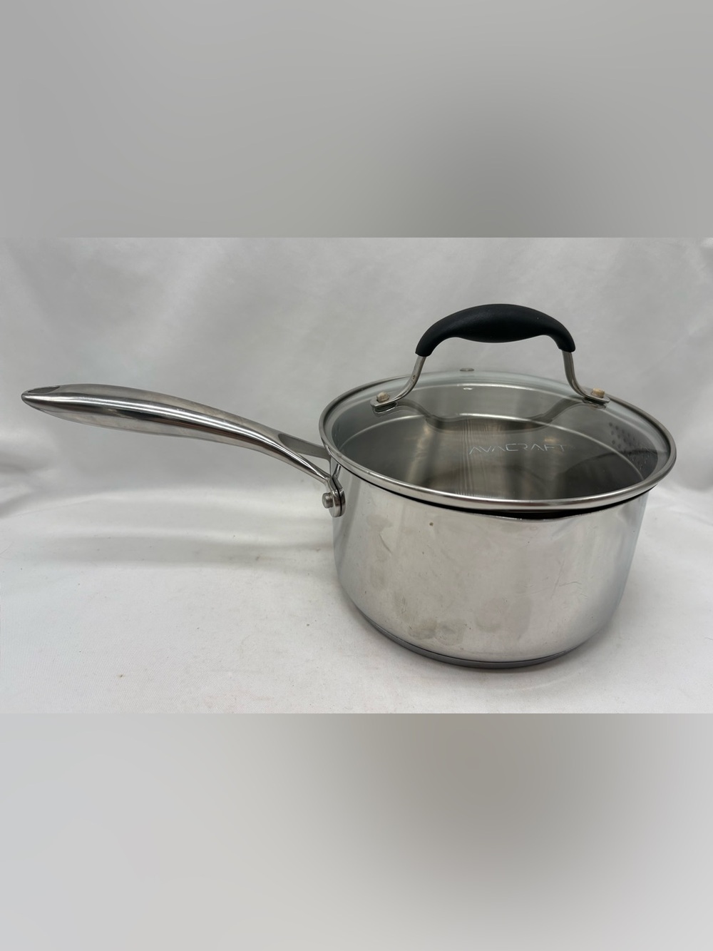 Avacraft Tri Ply Stainless Steel Saucepan With Glass Strainer Lid 2.5 Quart Qt